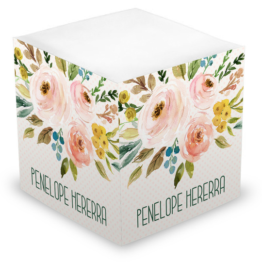 Pink Bouquet Sticky Memo Cube